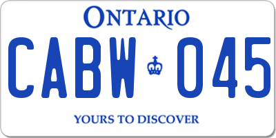 ON license plate CABW045