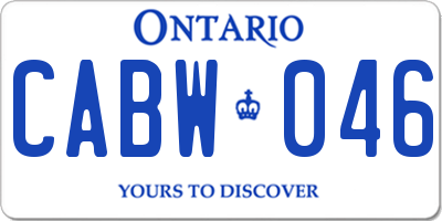 ON license plate CABW046