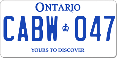 ON license plate CABW047