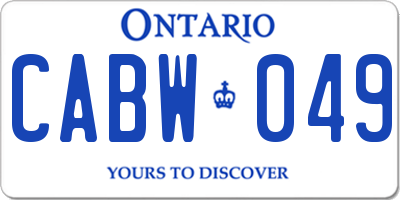 ON license plate CABW049