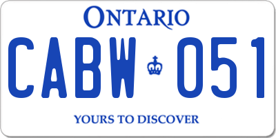 ON license plate CABW051