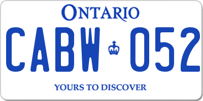 ON license plate CABW052