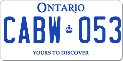 ON license plate CABW053