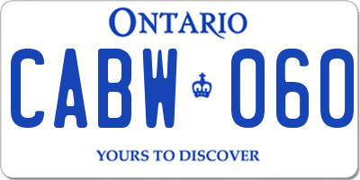 ON license plate CABW060