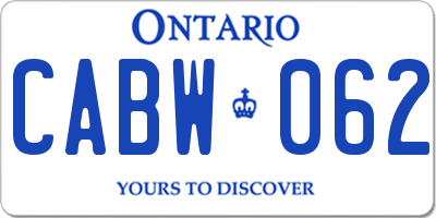 ON license plate CABW062