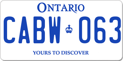 ON license plate CABW063