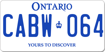 ON license plate CABW064