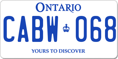 ON license plate CABW068