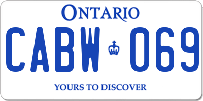 ON license plate CABW069