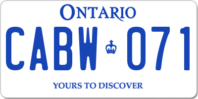 ON license plate CABW071