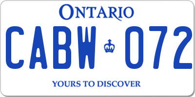 ON license plate CABW072