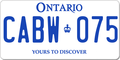 ON license plate CABW075