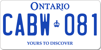 ON license plate CABW081