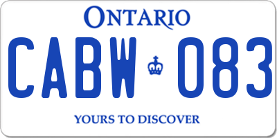 ON license plate CABW083