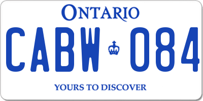 ON license plate CABW084