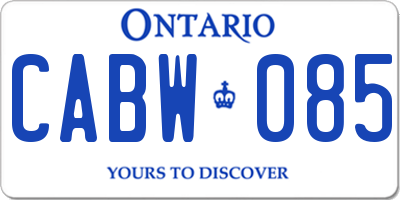 ON license plate CABW085