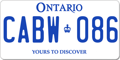 ON license plate CABW086