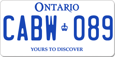 ON license plate CABW089