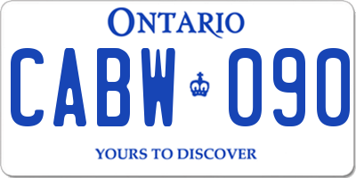 ON license plate CABW090