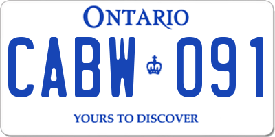 ON license plate CABW091