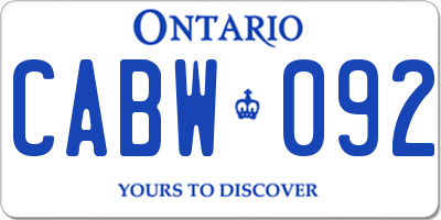 ON license plate CABW092