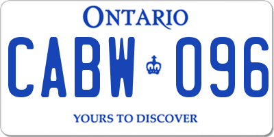 ON license plate CABW096