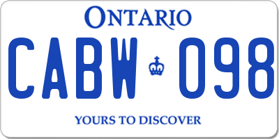 ON license plate CABW098