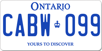 ON license plate CABW099