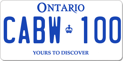 ON license plate CABW100