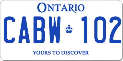 ON license plate CABW102