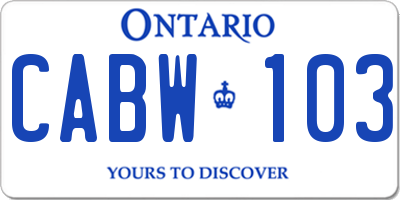 ON license plate CABW103