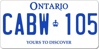 ON license plate CABW105