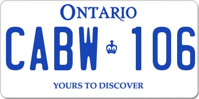 ON license plate CABW106