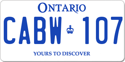 ON license plate CABW107