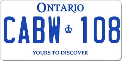 ON license plate CABW108