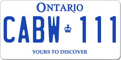 ON license plate CABW111