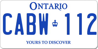 ON license plate CABW112