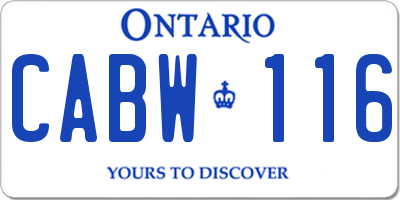 ON license plate CABW116