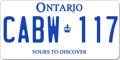 ON license plate CABW117