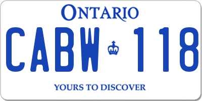 ON license plate CABW118