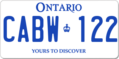 ON license plate CABW122