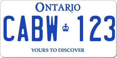 ON license plate CABW123