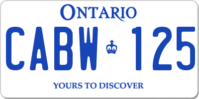 ON license plate CABW125