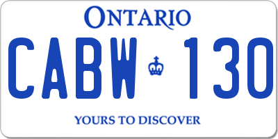 ON license plate CABW130