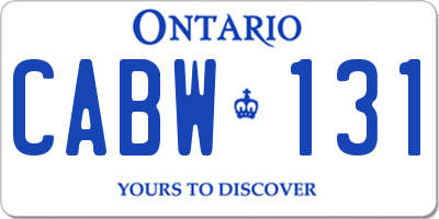 ON license plate CABW131