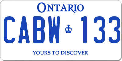 ON license plate CABW133