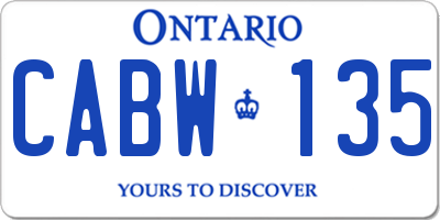 ON license plate CABW135