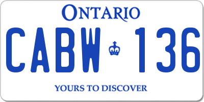 ON license plate CABW136