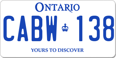 ON license plate CABW138