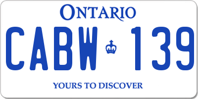 ON license plate CABW139